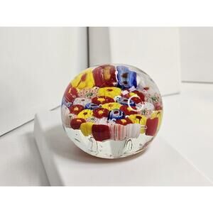 Vintage Colorful Floral Paperweight (Scratches)